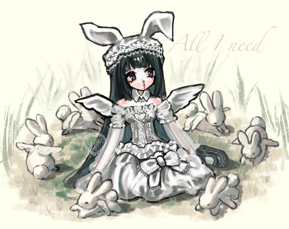 Toru with angel bunnies Toru with angel bunnies